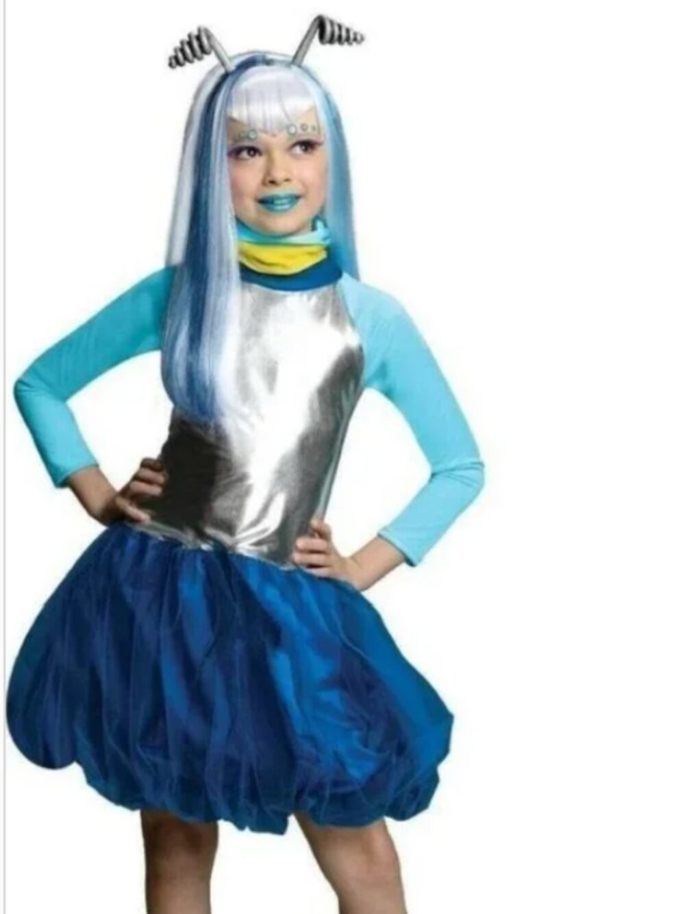 Novi Stars Una Verse Halloween Costume 4/6 Blue Bubble Dress Space Alien Girls